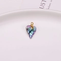 Ciondolo a cuore in cristallo iridescente blu e viola con chiusura in metallo dorato - Cuore