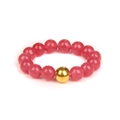 Minimalist beaded ring with peach pink natural stones and a single 18K gold bead accent - Peach Pink (FN0203)