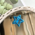 Sparkly blue glitter star hair clip for Y2K style with metallic BB clip base - Dark Blue Glitter