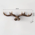Vintage antler wall hook in brown resin finish with 28x9.5x4.5cm dimensions - Small Dark Color