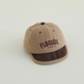 Baby Cord-Baseballkappe in Khaki und Braun mit Florida 1845 Stickerei-Detail - FLOR Buchstaben / Khaki