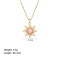 Gold sunflower necklace with pink opal and white zircon, length 40+5cm, weight 4.3g - Gold