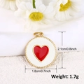 18k gold plated 3D heart pendant with white enamel and red center heart charm - A0282-White Round Base Red Heart Pendant (2.1x1.8cm)