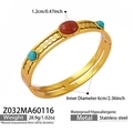 Vista dettagliata del bracciale placcato oro 18k con dimensioni 6cm e pietre colorate - Pietre Preziose Tricolori (Z032) / Oro