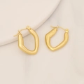 Macro di orecchini geometrici in oro lucido su vassoio di ceramica bianca - Stile Ovale Irregolare(13#)