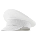 Sparkling white sequin captain hat for party and stage performances in flat top design - Adjustable / White