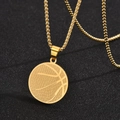 Poliertes goldfarbenes Basketball-Anhänger-Halskette für Herren mit Textur und Perlenkette - Basketball / Gold Poliert