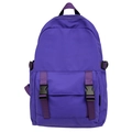 Mochila de negocios de tela Oxford violeta impermeable con solapa de hebilla y bolsillos - Morado