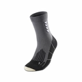 Gray and black mid-calf athletic socks with non-slip cushioned sole and V-shaped patterns - LR04 Dark Grey No.06