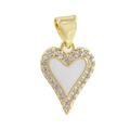 Primo piano del ciondolo a cuore in smalto bianco con alone di zirconi lucidi - 07-Cuore Zirconia Smalto Bianco