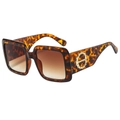 Tortoiseshell square sunglasses with brown gradient lenses and gold bamboo hardware - Tortoiseshell Frame Tea Lens
