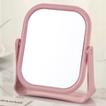 Pink square makeup mirror made of wheat straw material with a rotating foldable design - Pink Square
