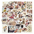 Close-up of vintage aesthetic stickers with floral and retro motifs for scrapbooking - Style 5 (50Pcs)