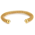 Brazalete de resorte bañado en oro de 18K con malla tejida y terminales esféricos - Dorado