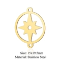 Golden stainless steel compass pendant connector charm for jewelry making size 15x19.5mm - Compass Star (5 Pcs/Pack) / Gold