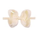 Soft cream white nylon headband with large ribbed bow for baby girls, minimalist style - Off White