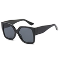 Gafas de sol cuadradas negras clásicas con patillas anchas y lentes oscuras - Montura Negra Lentes Gris Negro