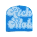 Dettaglio della trama a maglia del berretto blu con ricamo artistico bianco Rich Mob - M (56-58cm) / Blu