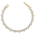 Bracelet coeur élégant plaqué or 18 carats avec zircons sertis et pierres précieuses - Or Zircon Blanc