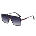 Black square oversized sunglasses with grey gradient lenses and red stripe accents - Dark Grey