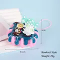 Pink waffle dessert keychain with mint green bow candy and blue cream topping - Blue Cream Waffle Cake - Bow Style / Pink Phone Cord Style