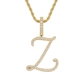Macro detail of 18K gold letter Z pendant featuring shimmering micro-pave cubic zirconia - Letter Z / Gold (Pendant Only)