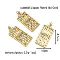 Rechteckiger Evil Eye Tarot Anhänger aus 18K vergoldetem Kupfer mit buntem Zirkon Inlay - Stil I