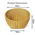 Round woven fruit basket in yellow synthetic rattan with 30cm top diameter size details - W714 Large Fruit Basket 30*15CM / Diameter 30cm Height 15cm