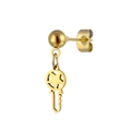 Golden titanium steel earring featuring a star charm and a detailed key pendant - Star Key Style (No. 14) / Gold