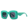 Gafas de sol futuristas verde menta con montura gruesa cuadrada y cristales oscuros - Verde Negro Gris