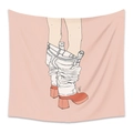 Tapisserie murale minimaliste avec illustration de chaussures à plateforme et jeans - GT20014-Fille en Chaussures Rouges et Jeans