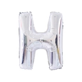 Silver letter H foil balloon for birthday party decorations on white background - 32' Silver Chubby Letter Aluminum Foil Balloon (h)