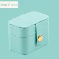 Mint green PU leather mini jewelry travel case with gold metal buckle closure - Tofu Box Light Blue