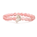 Detail shot of a pink crystal beaded bracelet featuring a white dolphin charm on white background - Watermelon Pink