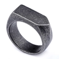 Men's wide geometric stainless steel ring in antique silver finish with industrial look - US 7 / Vintage Silver Color (13206)