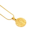 Golden zodiac medallion pendant necklace in stainless steel with detailed relief engraving - Gold Gemini
