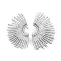 Silver geometric sunburst earrings with two rows of sparkling cubic zirconia crystals - Silver Style (PD3208)