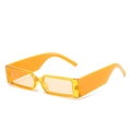 Retro rectangular sunglasses with translucent orange frames and light orange lenses - Orange Frame / Orange Lens
