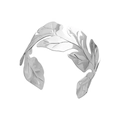 Vintage silver arm cuff bracelet featuring realistic polished leaf design in mirror finish - Silver Leaf Cuff B30