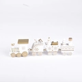 Trenino di Natale minimalista in legno bianco e oro con orsetti e stelle - Trenino bianco