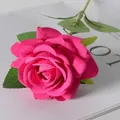 Single velvet artificial rose in deep pink color for wedding and home decoration - Rose Red
