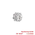 Macro detail of silver bead charm with sparkling cubic zirconia pavé and hollow eye design - VZ388 Platinum Gear 4*6.5mm