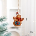 Gingerbread man Christmas tree ornament with red hat and blue heart pocket, 8.5cm height - Gingerbread Man - Heart
