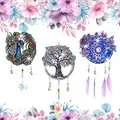 DIY diamond painting suncatcher kit featuring peacock and tree of life garden ornaments - DZ-2 Peacock/Life Tree/Dreamcatcher