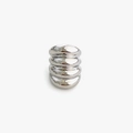 Anillo croissant moderno plateado con diseño ancho pulido de cuatro capas apiladas - US 9 / Color Acero