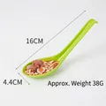 Green long-handle spoon with simulated beef ramen and egg model, 16cm length - Zaozi Noodles-Green Spoon