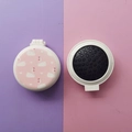 Pink swan printed folding hairbrush with mirror and black air cushion bristles - Little Swan Mirror Brush