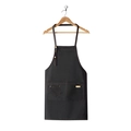 Professional black canvas work apron with brown adjustable straps and multi-tool pockets - Black (Adjustable Strap)