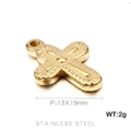 Ciondolo a croce in acciaio inox dorato 13x19mm con trama a sbalzo per gioielli DIY - Croce Dorata Con Trama Puntinata (KLJ433-Z)