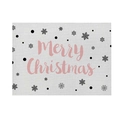 Minimalist Christmas table mat with pink Merry Christmas print and black snowflakes - CD27-12 (Pink Merry Christmas)